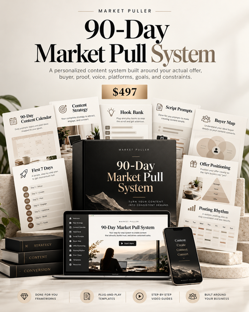 Market Puller 90-Day Market Pull System digital content strategy package